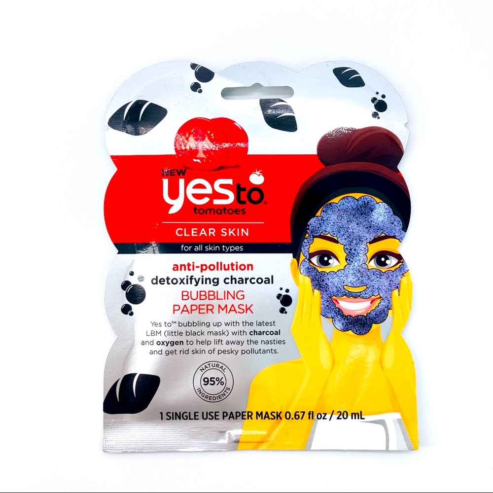 Yes To Tomatoes Anti Pollution Detoxifying Charcoal Bubbling Paper Mask 0.67 oz